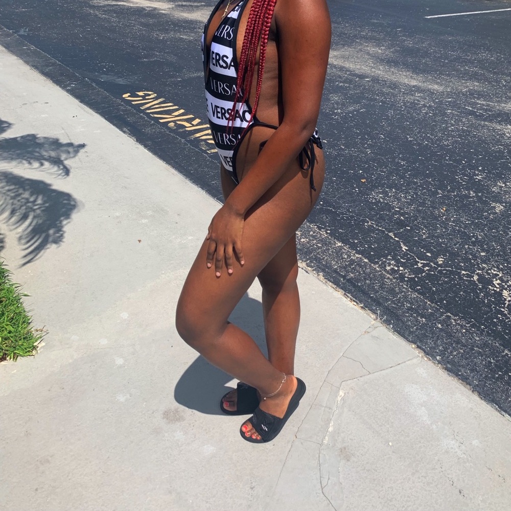 1 Piece bathing Suite Real Versace Black and white